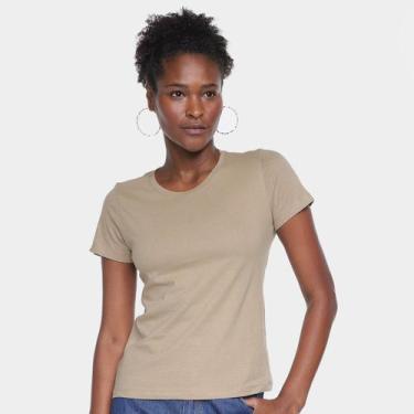 Imagem de Camiseta Hering Básica Feminina, Marrom claro, G