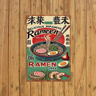 Imagem de Placa De Metal Vintage Art Deco Para Ramen, Letreiro Japonês Para Rest