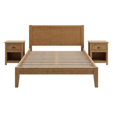 Imagem de Cama Queen 2 Mesas de Cabeceira 1 Gaveta Madeira Macica Taeda Festra