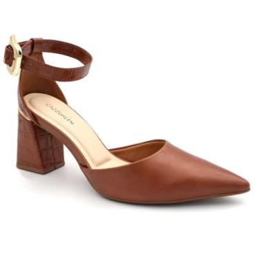 Imagem de Scarpin de Salto Bloco Feminino Cazzualen T7012-024, Marrom, 36