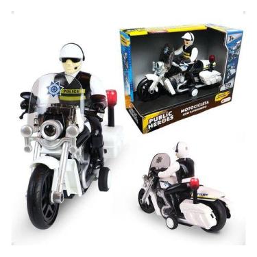 Imagem de Motocicleta com patrulheiro c/ luz, som e friccao 1:10 public heroes -