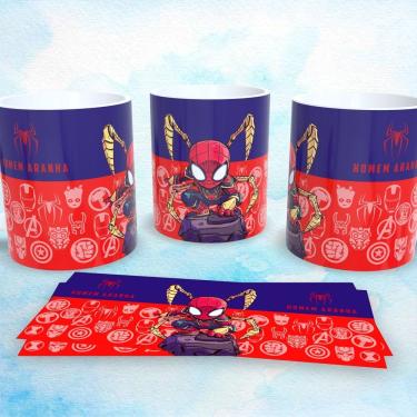 Imagem de Caneca de Porcelana 325ML Vingadores Marvel Homem Aranha para Bebidas Quentes e Frias Branca Outras Marcas