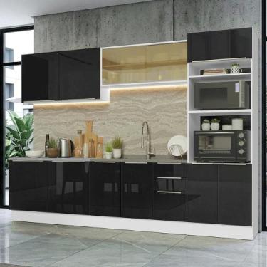 Imagem de Armário De Cozinha Completa 310 Cm Branco/preto Lux Madesa 04 Branco/p