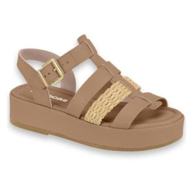 Imagem de Sandalia Feminina Flatform Palha Moleca 5553102, Nude natural, 38