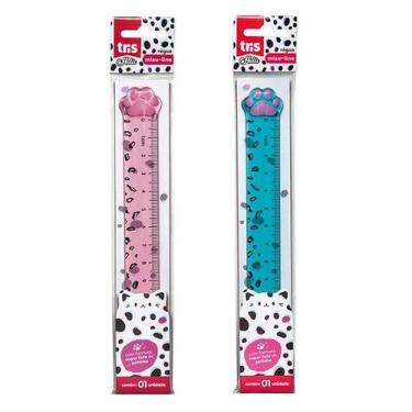 Imagem de Régua Plástica Miau Line Holic Pets 15cm Rosa e Azul - Tris