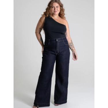 Imagem de Calça Feminina Plus Wide Leg Petit Sawary 279783, Azul, Escuro, 46