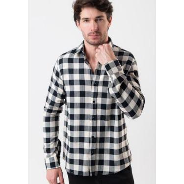 Imagem de Camisa Xadrez Elegance Linho M/L - Red Feather, P, Natural e preto