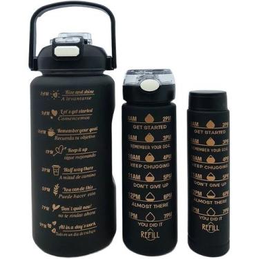 Imagem de Garrafas Água Frases Treino Academia Kit 3pçs 2L 900ml 300ml - Genéric