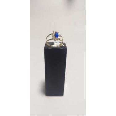 Imagem de Anel de Formatura em Ouro 18kl , com Pedra sintética safira azul - Bri