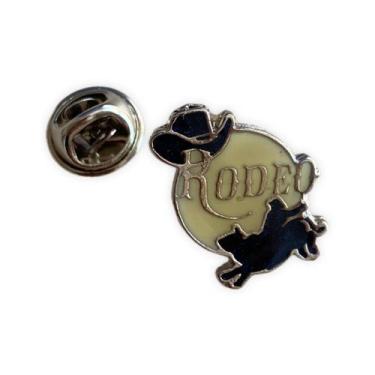 Imagem de Broche de Rodeio Chapéu e Touro  Prateado com Esmaltação - Pistache Ac