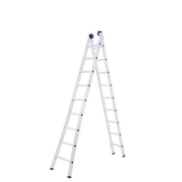 Imagem de Escada de Alumínio Extensiva Escada Extensiva Mor 2x9 2,7 a 4,50M 9 Degraus com Trava Automática Dobrável Suporta Até