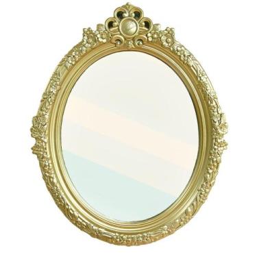 Imagem de Espelho de Parede Oval com Moldura Dourada 70x57x4cm - Bom Years