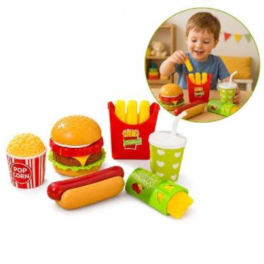 Imagem de Kit cozinha infantil lanchonete fast food brinquedo mequi lanche feliz