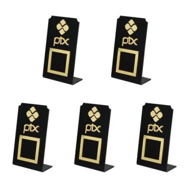 Imagem de Kit 5 Placa Pix Qr-Code Display Acrílico 15x9cm Preto - Instalojas
