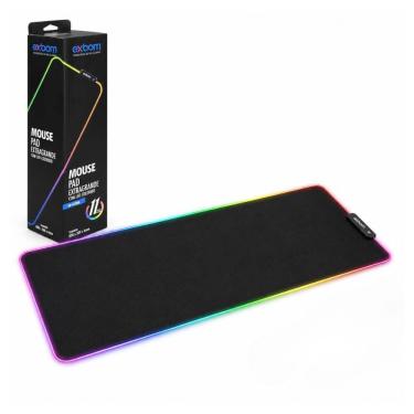 Imagem de Mousepad Gamer Exbom Borda Led RGB 13 Cores 30x80cm USB Preto - MP-LED3080