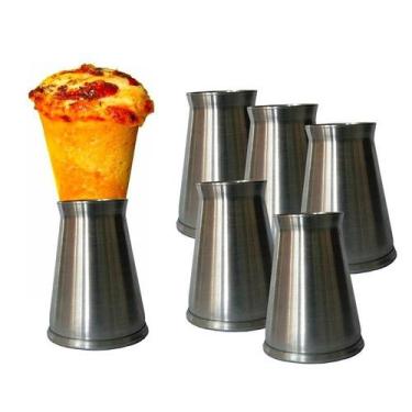 Imagem de Kit 24 Suportes Alumínio Escovado Pizza Cone Medio Gastrobel
