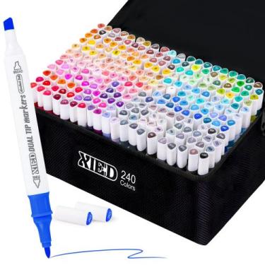 Imagem de Marcadores XIEED Set de Tinta Alcoólica com 240 Cores e Ponta Dupla