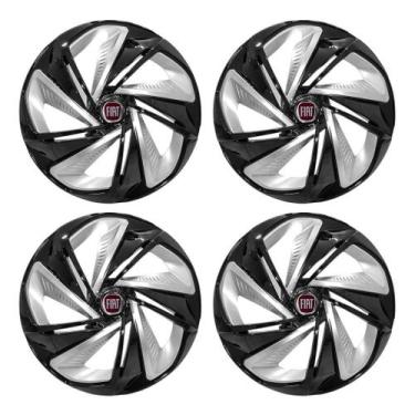 Imagem de Jogo Calota Esportiva Aro 14 Nitro Black Silver Fiat argo Palio Mobi S