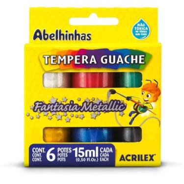 Imagem de Tinta Guache 15ML 6 Cores Fantasia Metálica - Pacote com 6 Unidades - 