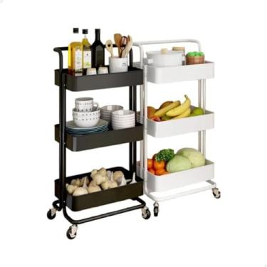 Imagem de Carrinho Organizador Multiuso 3 Prateleiras Com Rodinhas/Estante/Fruteira (Preto)