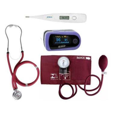 Imagem de Kit Saúde Profissional Esfigmo Premium Estetoscópio Rappaport Oxímetro