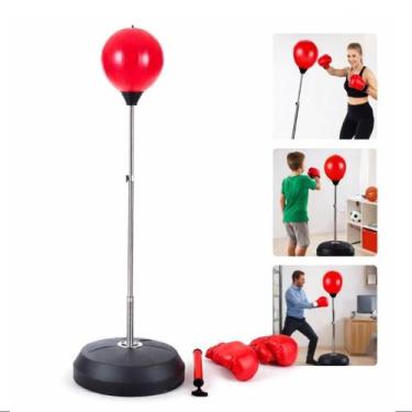 Imagem de Saco De Pancadas Boxe De Chao Punching Ball Kit Com Luvas Altura Ajust