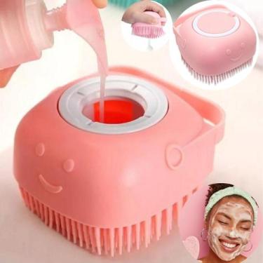 Imagem de Esponja Massagem Silicone p/ Banho Skincare Limpeza Pele c/ Dispenser 