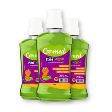 Imagem de Kit 3 Enxaguante Bucal Carmed Fini Minhoca 250ml
