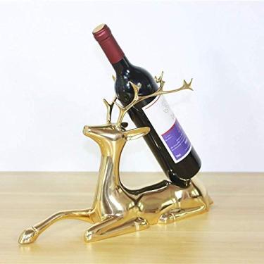 Imagem de Pkfinrd Moderno, minimalista, decoração de cervos, armário de vinho, suporte completo de cobre, decoração de clube de hotel, 27 x 40 cm