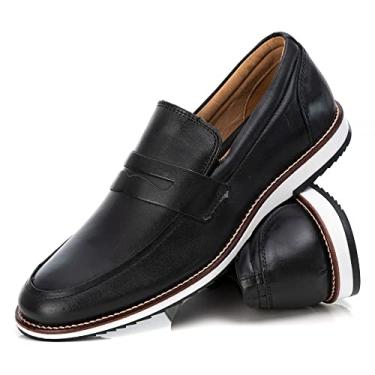 Imagem de Sapato Iate Casual Masculino Brogue Premium Couro Confort Andora cor:Preto;Tamanho:41