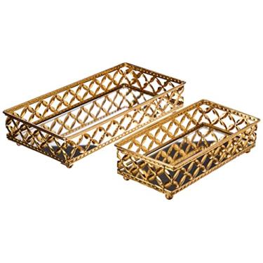 Imagem de KIT BANDEJA DOURADA EM METAL - 2 PÇS
