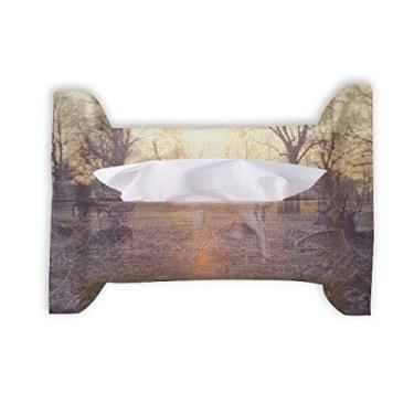 Imagem de Saco de papel toalha de papel facial com estampa florestal de ovelhas