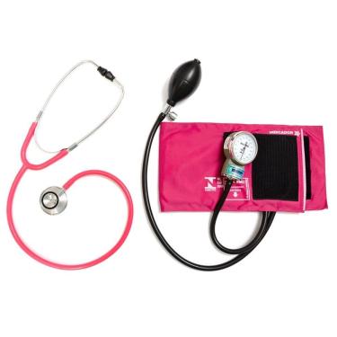 Imagem de Kit Esfigmomanômetro Rosa E Estetoscópio Duosson Cjpa201