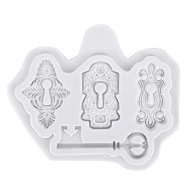 Imagem de Moldes de chocolate de chave,fechadura de fechadura padr?o de chave molde de silicone fondant molde de chocolate ferramentas de decora??o para bolo de anivers¨¢rio decora??o(Gray), Molde da Chave