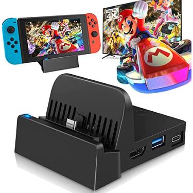 Imagem de Estação de ancoragem Switch TV para Nintendo Switch, base multifuncional Nintendo Switch com HDMI 4K para conexão de TV, porta USB tipo C para Nintendo Switch/Switch OLED suporte de