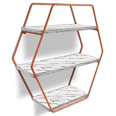 Imagem de Nicho Prateleira Parede Tripla Evale Para Decoração Industrial Cobre/Vulcano