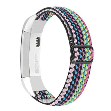 Imagem de Pulseiras elásticas ajustáveis compatíveis com Fitbit Alta/Alta HR, pulseiras de substituição respiráveis de nylon elástico macio para mulheres e homens (boho colorido)
