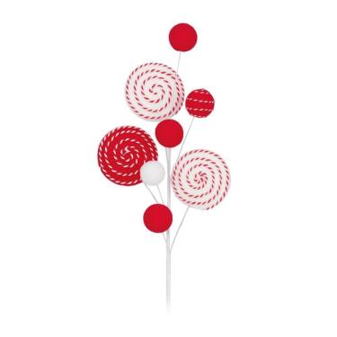 Imagem de Pick Natalino C/8 Candies Vrm/bco 1un 40x13x5cm 1020008