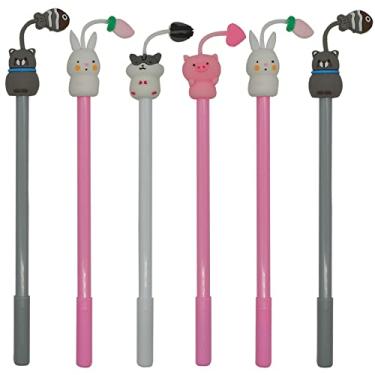 Imagem de Maydahui 12 peças tentáculo animal gel caneta desenho animado porco hamster coelho gato estilo tinta preta para escritório papelaria estudantes escola