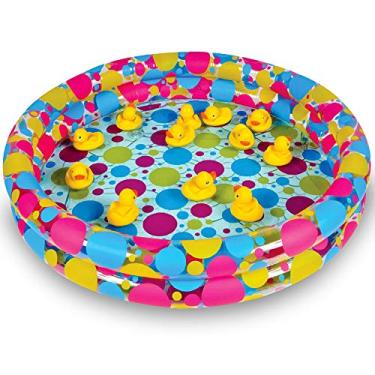 Imagem de ArtCreativity Piscina inflável Duck Pond, 90 cm x 15 cm para jogos de carnaval, jogos de memória de patos e atividades aquáticas ao ar livre, artigos duráveis para festa de carnaval (discos não incluídos)