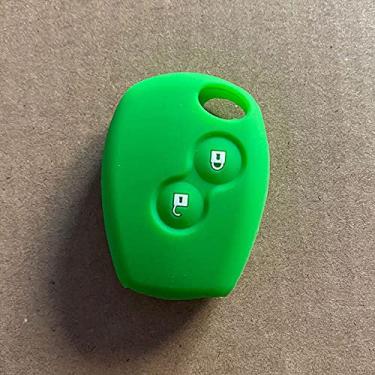 Imagem de YJADHU Capa de chave de carro de silicone, capa de chave remota, apto para Renault 2 botões Kangoo Dacia Scenic Megane Sandero Captur Twingo Modus, verde