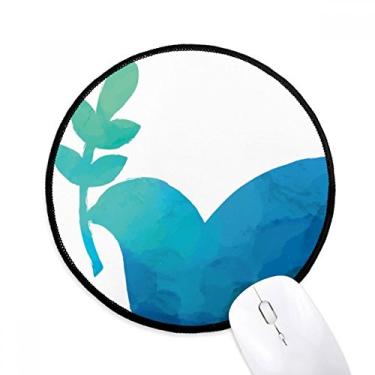 Imagem de Mouse pad com padrão anti-guerra Blue Olive Branch Tapete redondo para computador