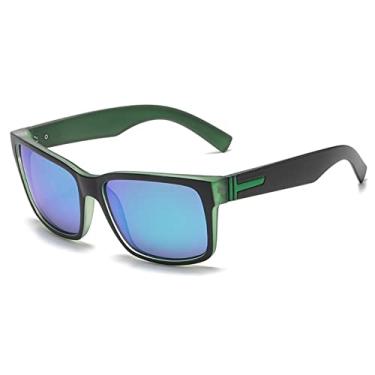 Imagem de Óculos de sol espelhados polarizados moda moldura grande vintage quadrado esporte ao ar livre ciclismo óculos de sol para homens, c5 preto verde, polarizado