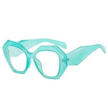 Imagem de Óculos quadrado cor doce claro polígono para mulheres vintage moda plástico transparente armação leopardo, 5, tamanho único