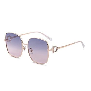 Imagem de Óculos de sol de liga quadrada de cristal brilhante para mulheres de luxo elegantes óculos de sol gradiente feminino tons grandes, chá verde dourado, tamanho único