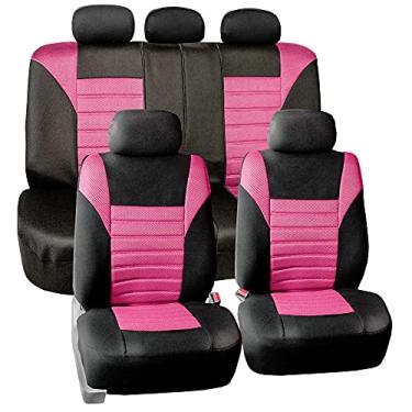 Imagem de FH Group FB068PINK115 Capa de assento de carro universal rosa (design de malha de ar 3D premium compatível com airbag e banco traseiro dividido)