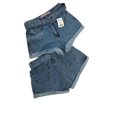 Imagem de Short Jeans Feminino Hot Pants Blogueira Com Cinto Encapado - Moçachic