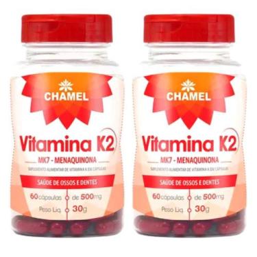 Imagem de Vitamina K2 Mk7 Menaquinona  - 2 Frascos De 60 Cápsulas De 500 Mg   Ch