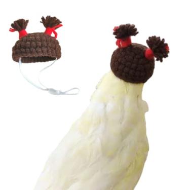 Imagem de Chapéu de pássaros fofos com chapéu divertido para papagaio, aniversário/Halloween/festa de Natal, capa de cabeça para periquitas, calopsitas conure Lovebird (marrom, calopsita)