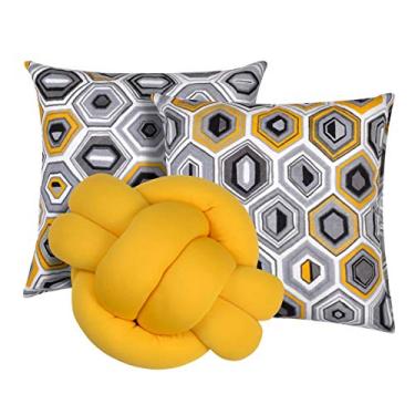 Imagem de Kit 2 Almofadas Decorativas cheias mais Almofada Nó Amarelo